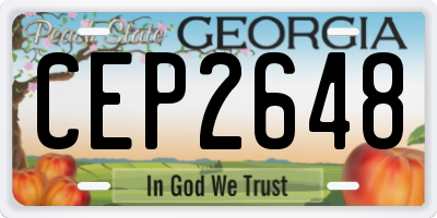 GA license plate CEP2648