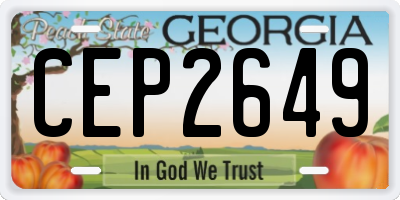 GA license plate CEP2649