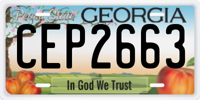 GA license plate CEP2663