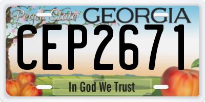 GA license plate CEP2671