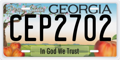 GA license plate CEP2702