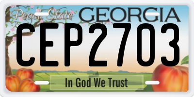 GA license plate CEP2703