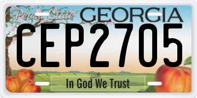 GA license plate CEP2705