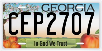 GA license plate CEP2707