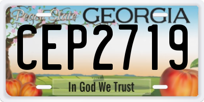 GA license plate CEP2719