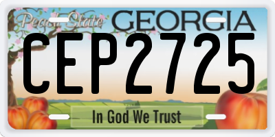 GA license plate CEP2725