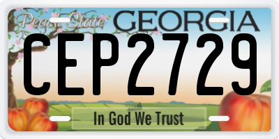 GA license plate CEP2729