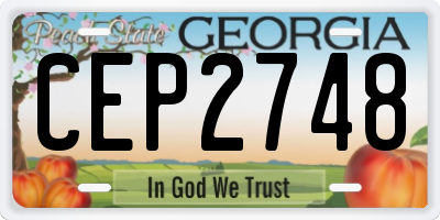 GA license plate CEP2748