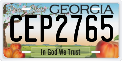GA license plate CEP2765