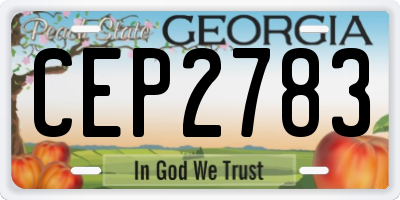 GA license plate CEP2783