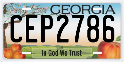 GA license plate CEP2786
