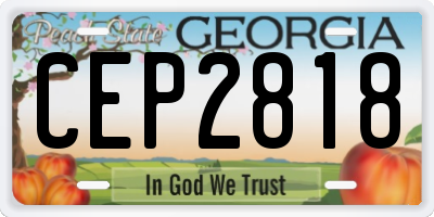 GA license plate CEP2818