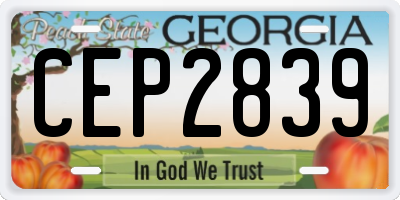 GA license plate CEP2839