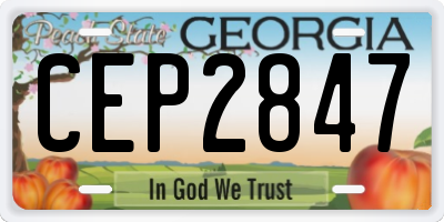 GA license plate CEP2847