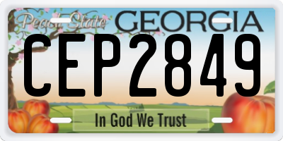 GA license plate CEP2849