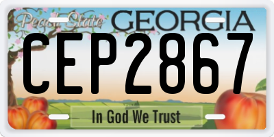 GA license plate CEP2867