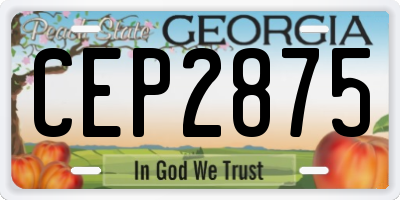 GA license plate CEP2875