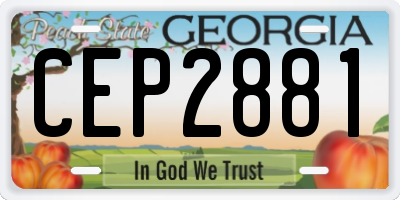 GA license plate CEP2881