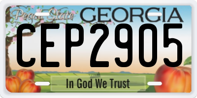 GA license plate CEP2905