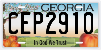 GA license plate CEP2910