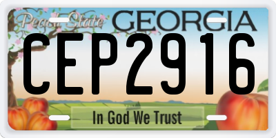 GA license plate CEP2916