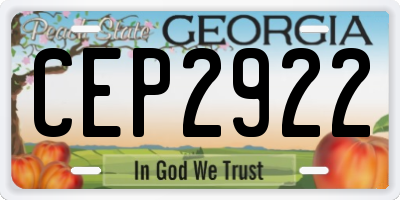 GA license plate CEP2922