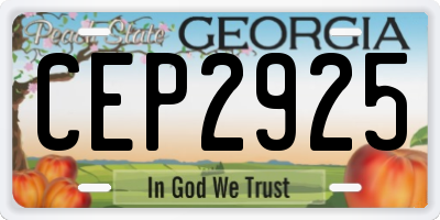 GA license plate CEP2925