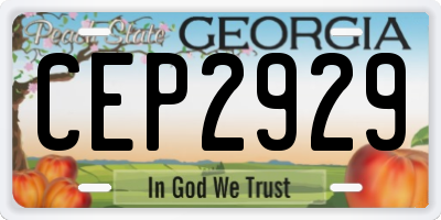 GA license plate CEP2929