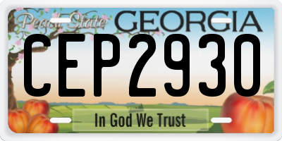 GA license plate CEP2930
