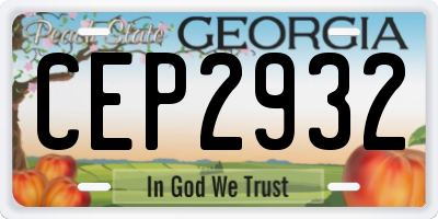 GA license plate CEP2932