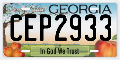 GA license plate CEP2933