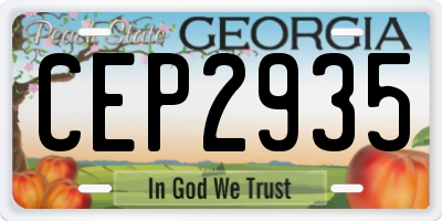 GA license plate CEP2935