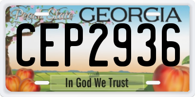 GA license plate CEP2936