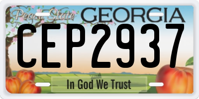 GA license plate CEP2937