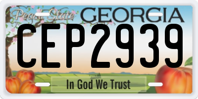 GA license plate CEP2939