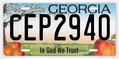 GA license plate CEP2940