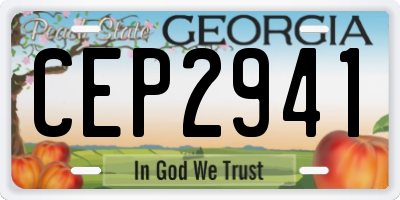GA license plate CEP2941