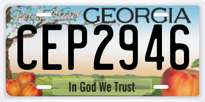 GA license plate CEP2946
