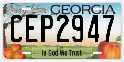 GA license plate CEP2947