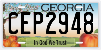 GA license plate CEP2948