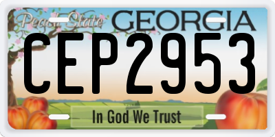 GA license plate CEP2953
