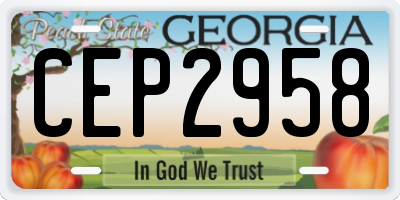 GA license plate CEP2958