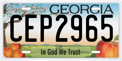 GA license plate CEP2965