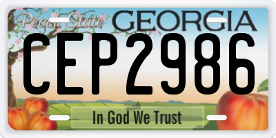 GA license plate CEP2986