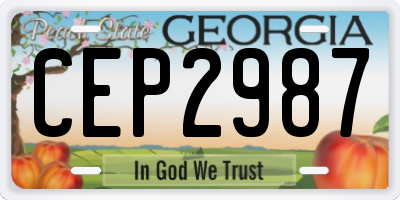 GA license plate CEP2987