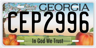 GA license plate CEP2996