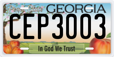 GA license plate CEP3003