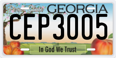 GA license plate CEP3005