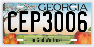 GA license plate CEP3006