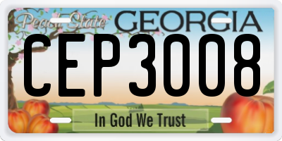 GA license plate CEP3008